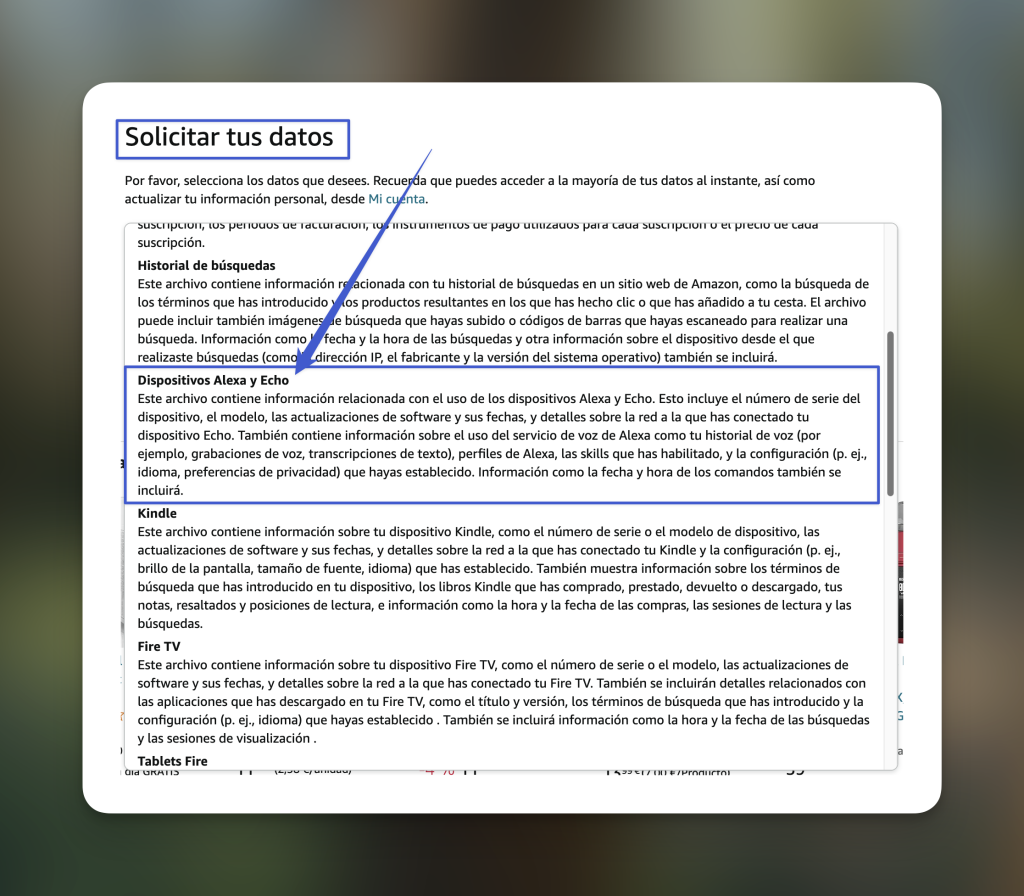 Solicitar tus datos a Alexa