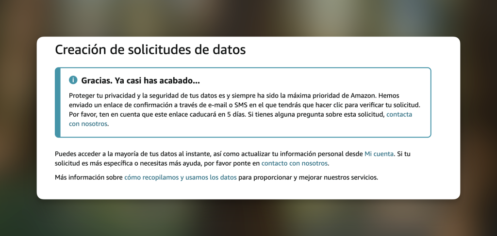 Confirmar tu solicitud de datos