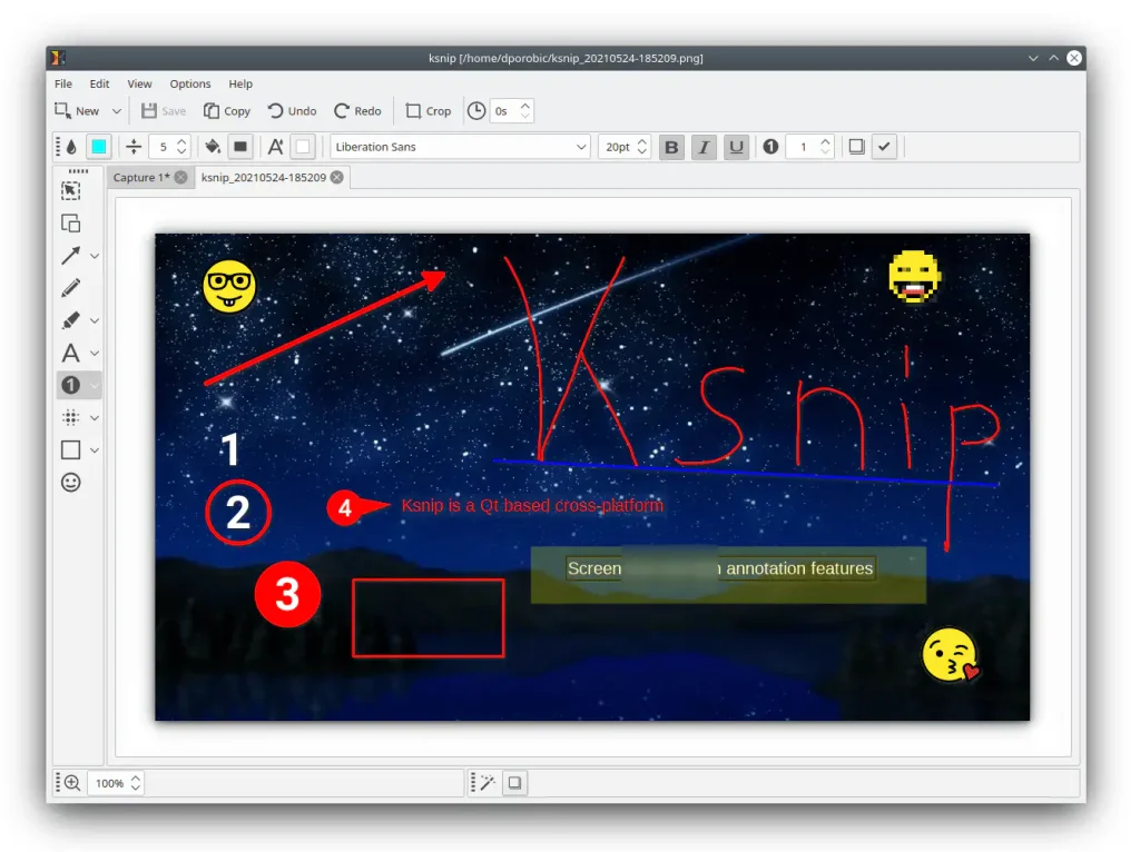 ksnip-optimised captura de pantalla y anotaciones